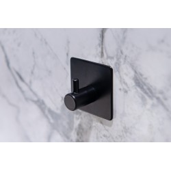 Věšák na stěnu na nalepení 3M, kov, černá barva