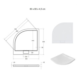 Čtvrtkruhová sprchová vanička AXIM