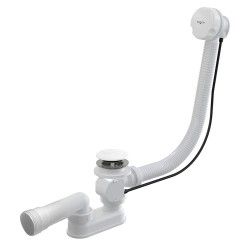 Automatický vanový sifon s přepadem - chrom, bílý