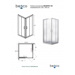 Štvorcový sprchovací kút MODERN 185 + vanička z liateho mramoru