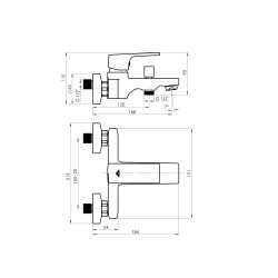 Vanová baterie MODENA-10/K černá-růžově zlatá