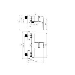 Sprchová baterie MODENA-12/K černá-růžově zlatá