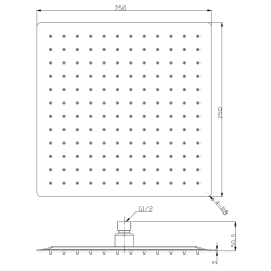 Hranatá hlavová sprcha ALFRED v černé barvě