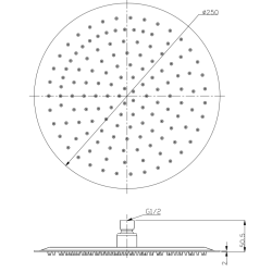 Kulatá hlavová sprcha ALFRED v černé barvě