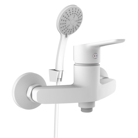 Sprchová nástěnná vodovodní baterie Olsen Spa UNO-12/K, bílá barva s příslušenstvím