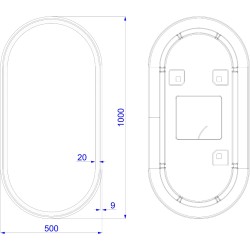 Zrcadlo s LED osvětlením ERFURT BLACK