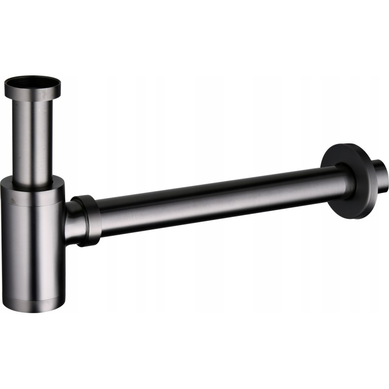 Umyvadlový kovový sifon bez click/clack zátky, univerzální, kulatý, grafitová