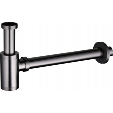 Umyvadlový kovový sifon bez click/clack zátky, univerzální, kulatý, grafitová