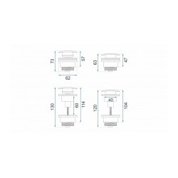 Umyvadlová click/clack výpusť, univerzální, nikl broušený