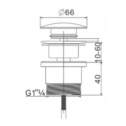 Umývadlový click/clack výpust, univerzálny, grafitový