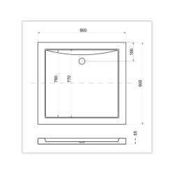 AQUARIUS STONE EFFECT, čtvercová sprchová vanička akrylátová
