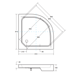ALEX STONE EFFECT čtvrtkruhová sprchová vanička