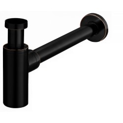 Umyvadlový kovový sifon s click/clack zátkou, univerzální, černá s patinou