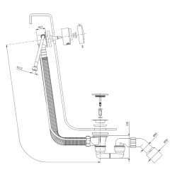 Vaňový sifón s napúšťaním cez prepad, zlatá farba