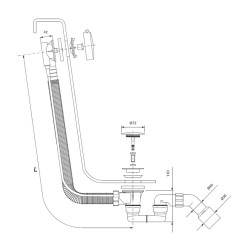 Vanový sifon s přepadem, zlatá barva