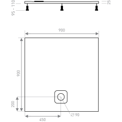 Čtvercová vanička z litého mramoru KERMEN
