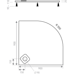 Čtvrtkruhová vanička z litého mramoru KERMEN