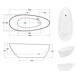Volně stojící vana GOYA Glam - zlatá