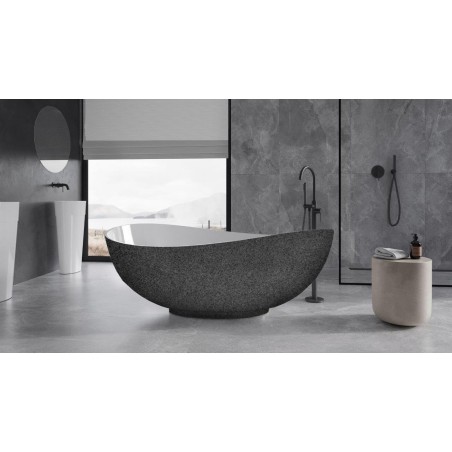 Volně stojící vana SIYA vyrobená z litého mramoru (Mineral Durabe) v grafitové barvě GLAM3