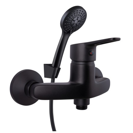 Sprchová nástěnná vodovodní baterie Olsen Spa UNO-12/K, černá barva s příslušenstvím