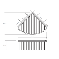 Polička do sprchy rohová, 265×90×205 mm