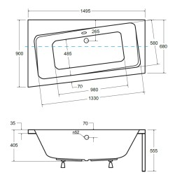 Asymetrická vana ASTI