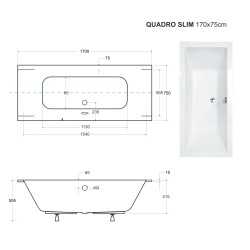 Obdélníková vana QUADRO SLIM