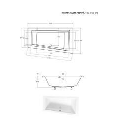 Asymetrická vana INTIMA SLIM