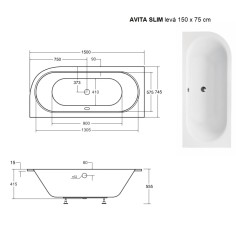 Asymetrická vana AVITA SLIM