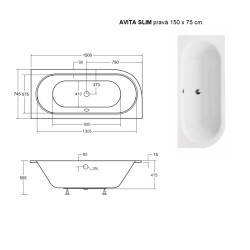 Asymetrická vana AVITA SLIM