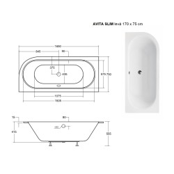 Asymetrická vana AVITA SLIM