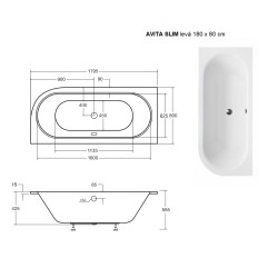 Asymetrická vana AVITA SLIM