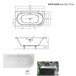 Asymetrická vana AVITA SLIM+