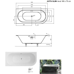 Asymetrická vana AVITA SLIM+