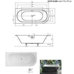 Asymetrická vana AVITA SLIM+