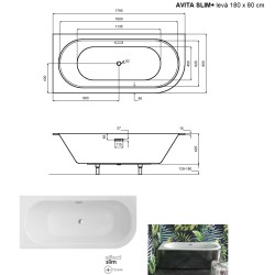 Asymetrická vana AVITA SLIM+