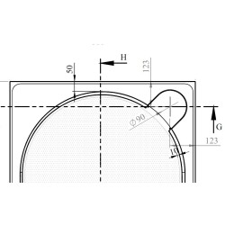 Čtvrtkruhová mramorová sprchová vanička LAKA R550