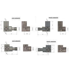 Připojovací ventil EDGE-SET, rohový hranatý ventil (Z2) kompletní sada pro radiátory