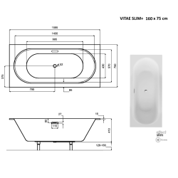 Obdélníková vana VITAE SLIM+