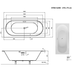 Obdĺžniková vaňa VITAE SLIM+