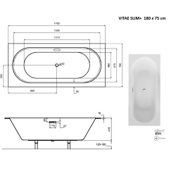 Obdĺžniková vaňa VITAE SLIM+