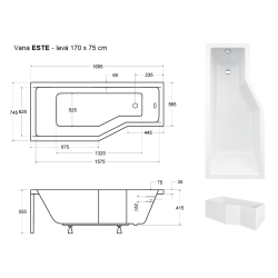 ESTE levá 170 x 75 cm
