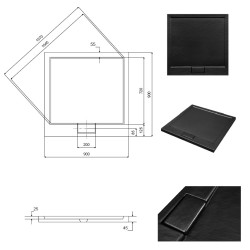 Čtvercová sprchová vanička AXIM - STONE EFFECT