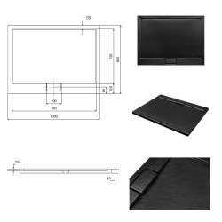 Obdĺžniková sprchová vanička AXIM - STONE EFFECT
