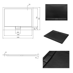 Obdélníková sprchová vanička AXIM - STONE EFFECT