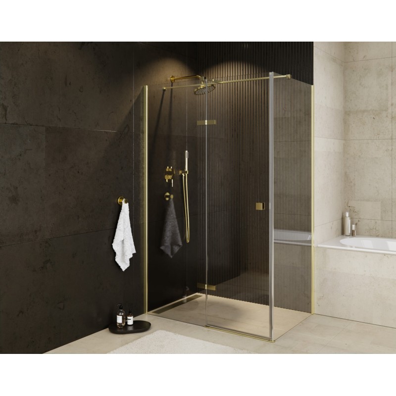 Obdelníkový celoskleněný pantový sprchový kout PIXA GOLD