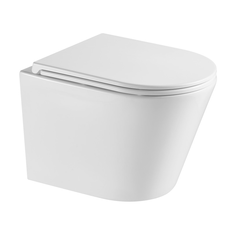 Závesné WC OVALE BASSO RIMLESS s FLATM WC doskou Soft-close