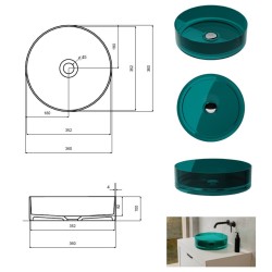 Umyvadlo na desku ENYA ze syntetické pryskyřice