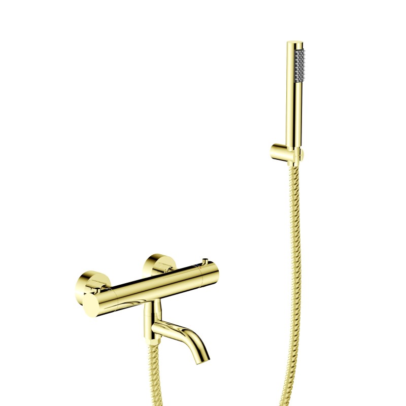 Nástěnná termostatická vanová a sprchová baterie VEO zlatá lesklá s příslušenstvím