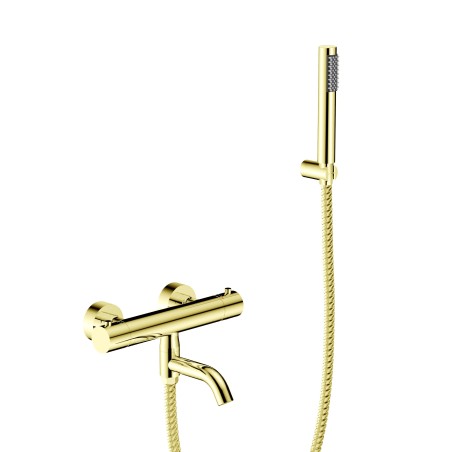 Nástěnná termostatická vanová a sprchová baterie VEO zlatá lesklá s příslušenstvím